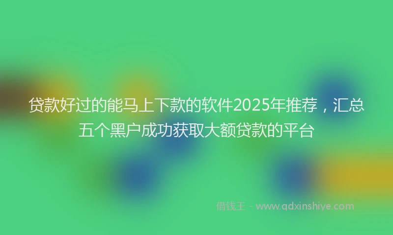 贷款好过的能马上下款的软件2025年推荐，汇总五个黑户成功获取大额贷款的平台