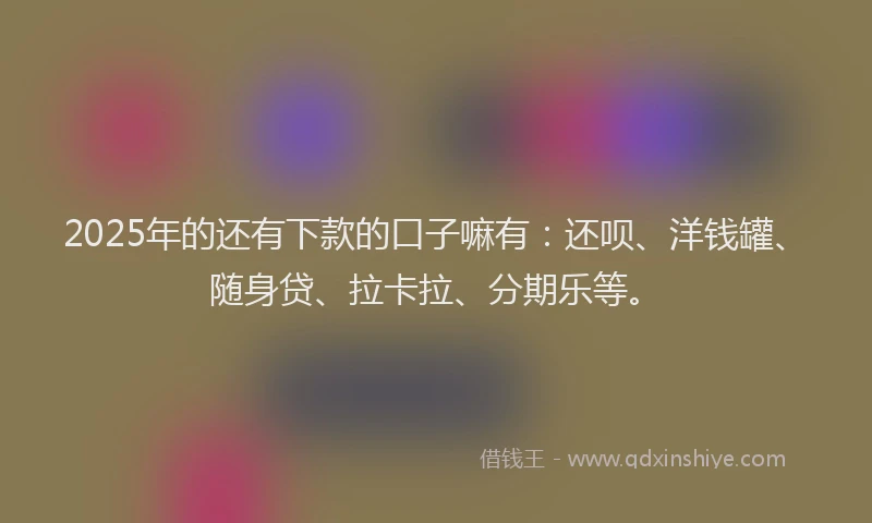 2025年的还有下款的口子嘛有：还呗、洋钱罐、随身贷、拉卡拉、分期乐等。