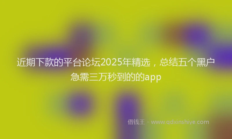 近期下款的平台论坛2025年精选，总结五个黑户急需三万秒到的的app
