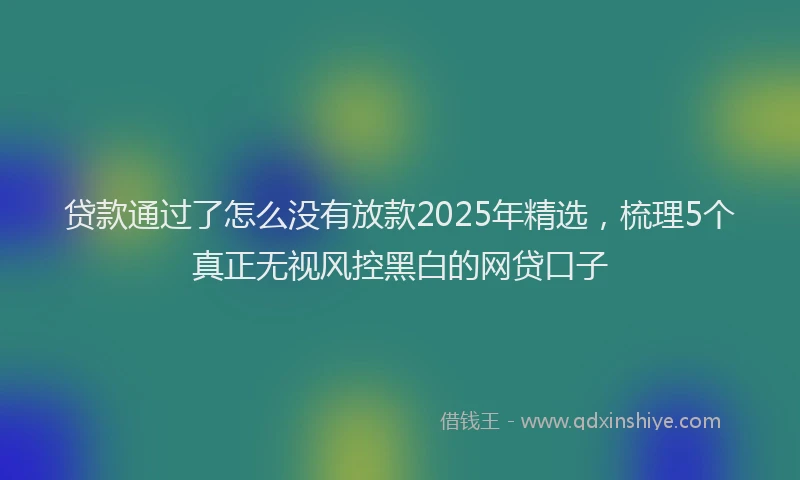 贷款通过了怎么没有放款2025年精选，梳理5个真正无视风控黑白的网贷口子