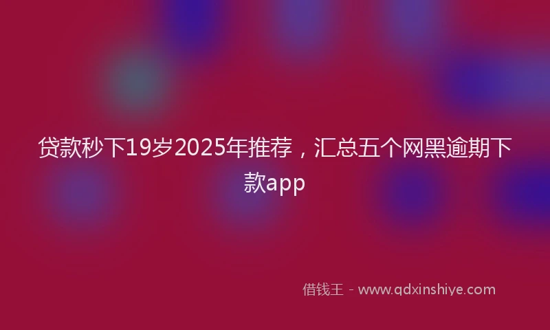 贷款秒下19岁2025年推荐，汇总五个网黑逾期下款app