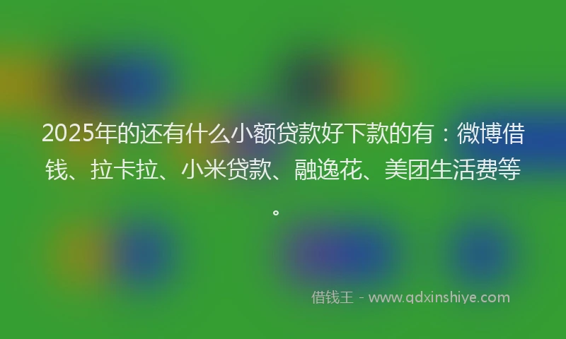 2025年的还有什么小额贷款好下款的有：微博借钱、拉卡拉、小米贷款、融逸花、美团生活费等。