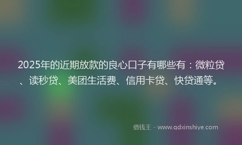 2025年的近期放款的良心口子有哪些有：微粒贷、读秒贷、美团生活费、信用卡贷、快贷通等。