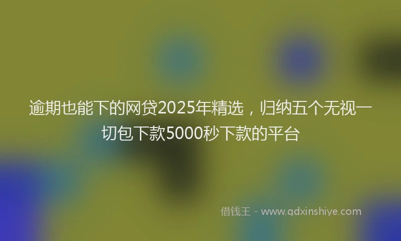 逾期也能下的网贷2025年精选，归纳五个无视一切包下款5000秒下款的平台