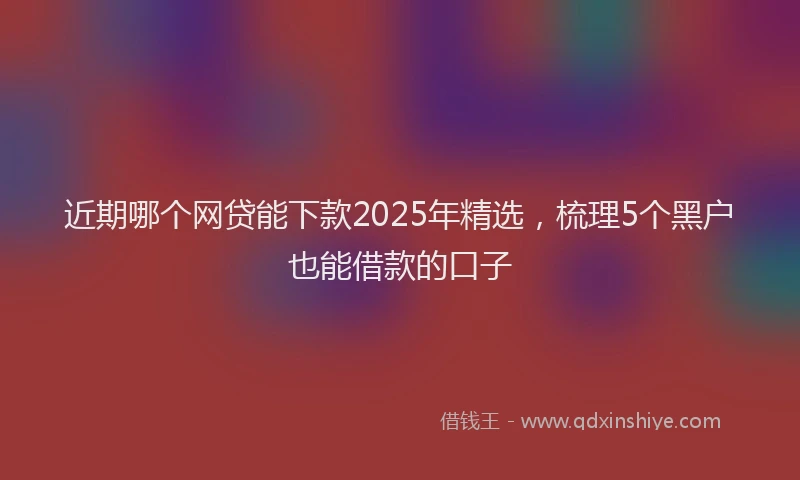 近期哪个网贷能下款2025年精选，梳理5个黑户也能借款的口子