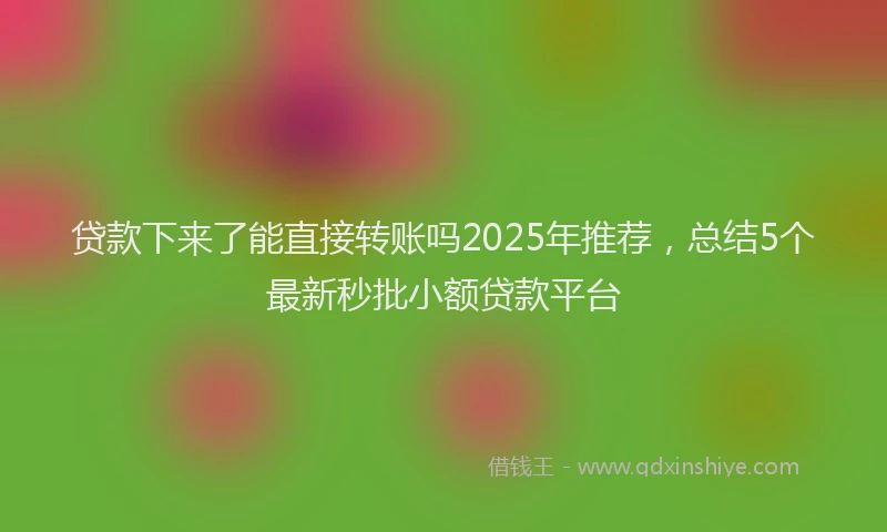 贷款下来了能直接转账吗2025年推荐，总结5个最新秒批小额贷款平台