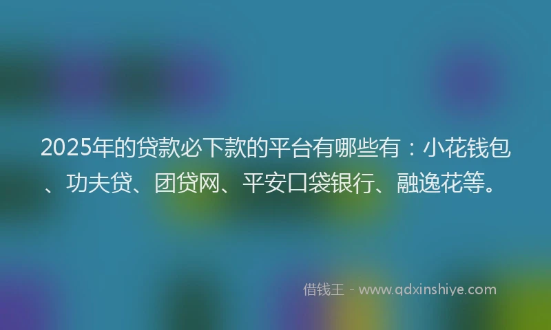 2025年的贷款必下款的平台有哪些有：小花钱包、功夫贷、团贷网、平安口袋银行、融逸花等。