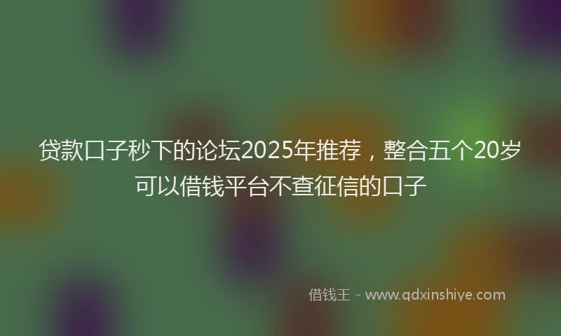 贷款口子秒下的论坛2025年推荐，整合五个20岁可以借钱平台不查征信的口子