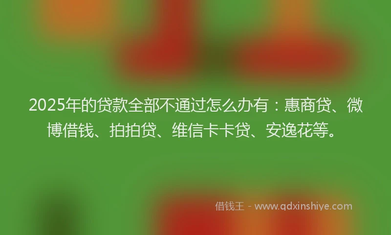 2025年的贷款全部不通过怎么办有：惠商贷、微博借钱、拍拍贷、维信卡卡贷、安逸花等。