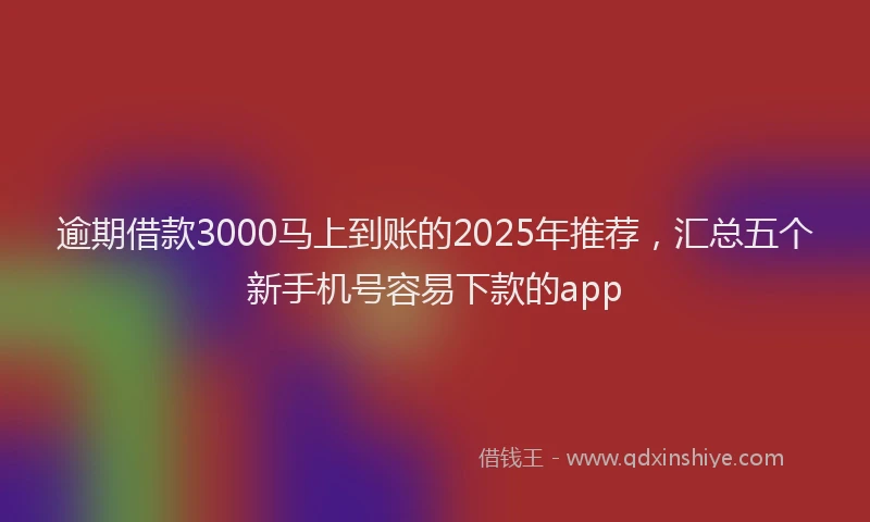 逾期借款3000马上到账的2025年推荐，汇总五个新手机号容易下款的app