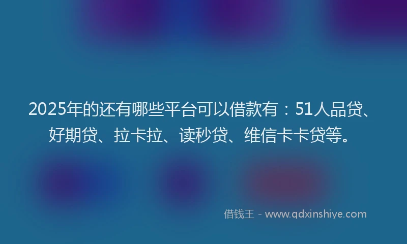2025年的还有哪些平台可以借款有：51人品贷、好期贷、拉卡拉、读秒贷、维信卡卡贷等。