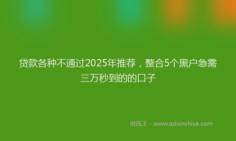 贷款各种不通过2025年推荐，整合5个黑户急需三万秒到的的口子