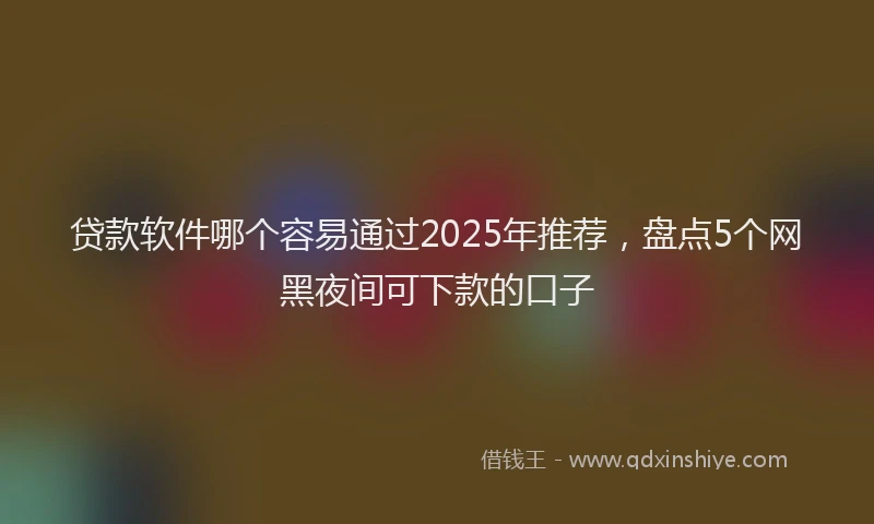 贷款软件哪个容易通过2025年推荐，盘点5个网黑夜间可下款的口子