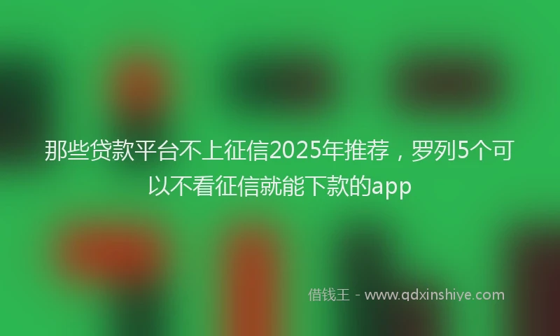 那些贷款平台不上征信2025年推荐，罗列5个可以不看征信就能下款的app
