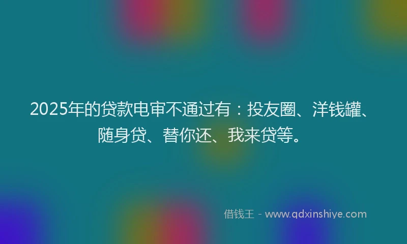 2025年的贷款电审不通过有：投友圈、洋钱罐、随身贷、替你还、我来贷等。