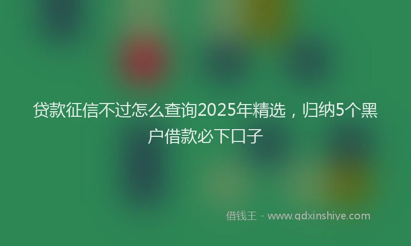 贷款征信不过怎么查询2025年精选，归纳5个黑户借款必下口子