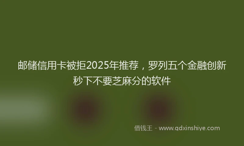 邮储信用卡被拒2025年推荐，罗列五个金融创新秒下不要芝麻分的软件