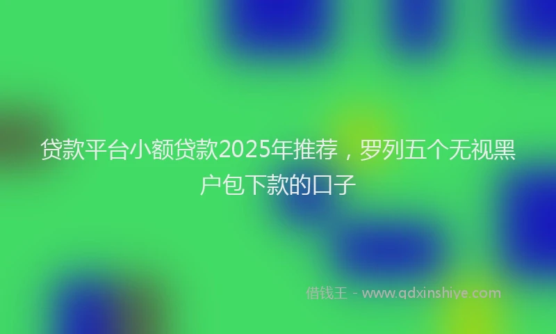 贷款平台小额贷款2025年推荐，罗列五个无视黑户包下款的口子