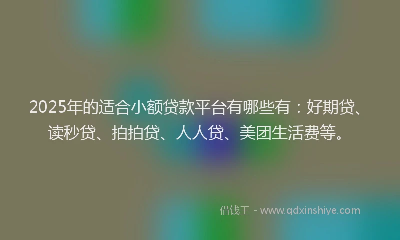 2025年的适合小额贷款平台有哪些有：好期贷、读秒贷、拍拍贷、人人贷、美团生活费等。