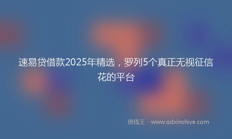 速易贷借款2025年精选，罗列5个真正无视征信花的平台