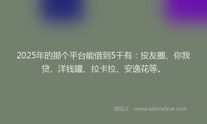 2025年的那个平台能借到5千有：投友圈、你我贷、洋钱罐、拉卡拉、安逸花等。