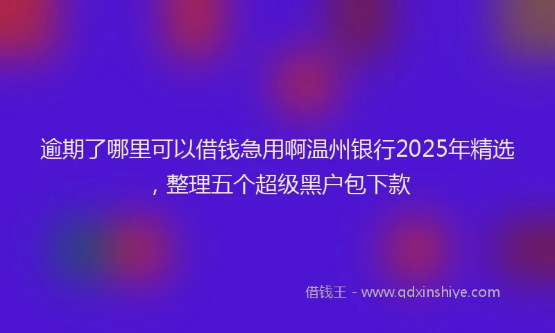 逾期了哪里可以借钱急用啊温州银行2025年精选，整理五个超级黑户包下款