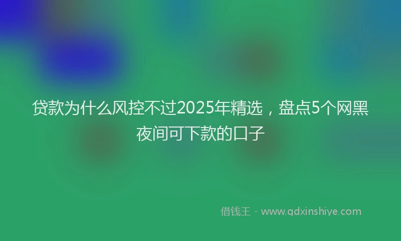 贷款为什么风控不过2025年精选，盘点5个网黑夜间可下款的口子