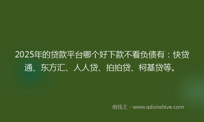 2025年的贷款平台哪个好下款不看负债有：快贷通、东方汇、人人贷、拍拍贷、柯基贷等。