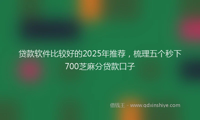 贷款软件比较好的2025年推荐，梳理五个秒下700芝麻分贷款口子
