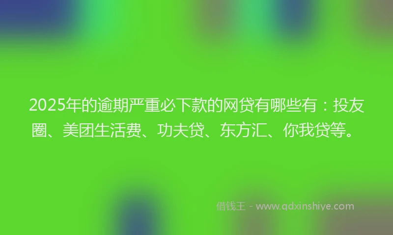2025年的逾期严重必下款的网贷有哪些有：投友圈、美团生活费、功夫贷、东方汇、你我贷等。