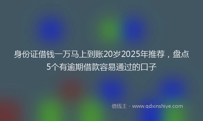 身份证借钱一万马上到账20岁2025年推荐，盘点5个有逾期借款容易通过的口子