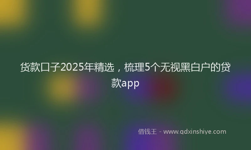 货款口子2025年精选，梳理5个无视黑白户的贷款app