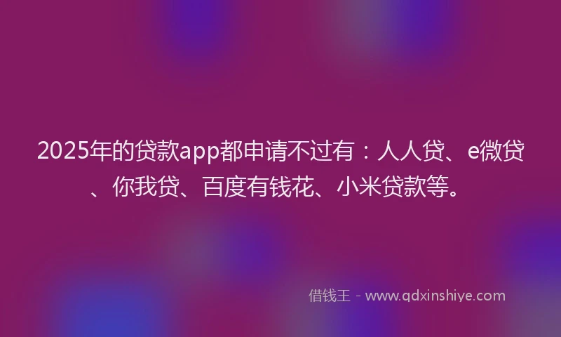 2025年的贷款app都申请不过有：人人贷、e微贷、你我贷、百度有钱花、小米贷款等。
