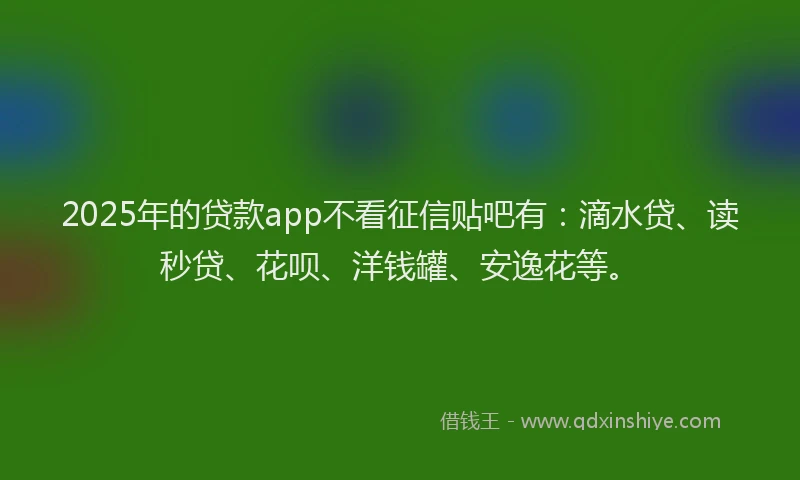 2025年的贷款app不看征信贴吧有：滴水贷、读秒贷、花呗、洋钱罐、安逸花等。