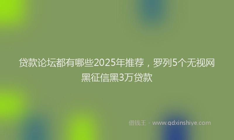 贷款论坛都有哪些2025年推荐，罗列5个无视网黑征信黑3万贷款