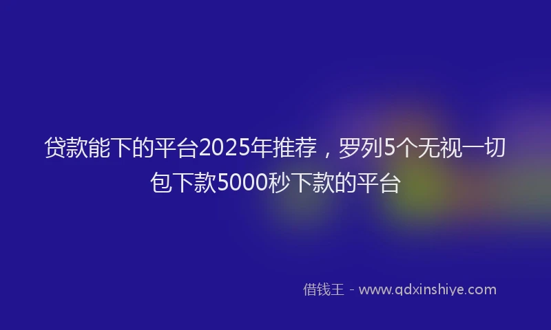 贷款能下的平台2025年推荐，罗列5个无视一切包下款5000秒下款的平台