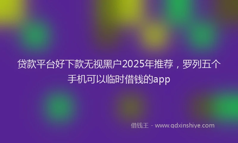 贷款平台好下款无视黑户2025年推荐，罗列五个手机可以临时借钱的app