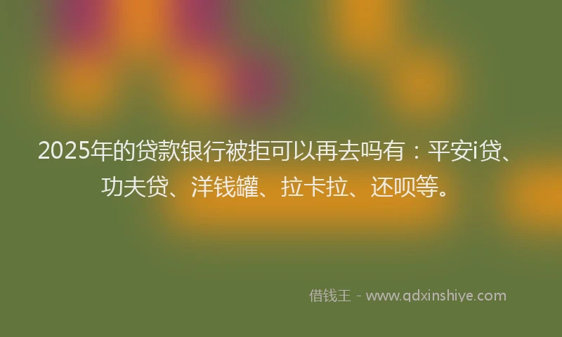 2025年的贷款银行被拒可以再去吗有：平安i贷、功夫贷、洋钱罐、拉卡拉、还呗等。