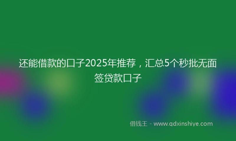 还能借款的口子2025年推荐，汇总5个秒批无面签贷款口子
