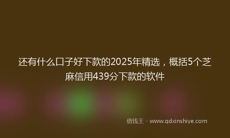 还有什么口子好下款的2025年精选，概括5个芝麻信用439分下款的软件