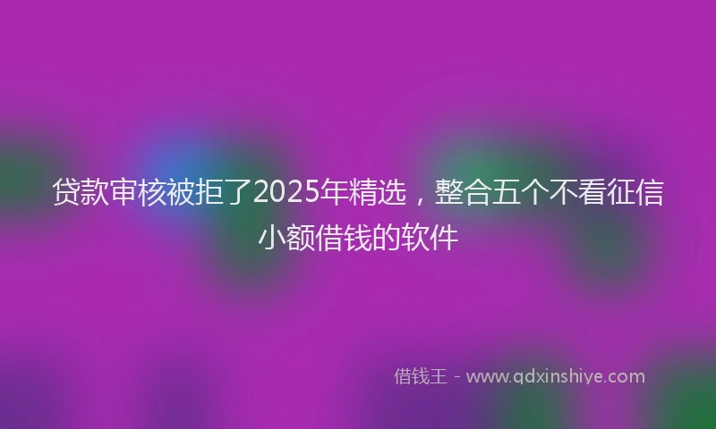 贷款审核被拒了2025年精选，整合五个不看征信小额借钱的软件