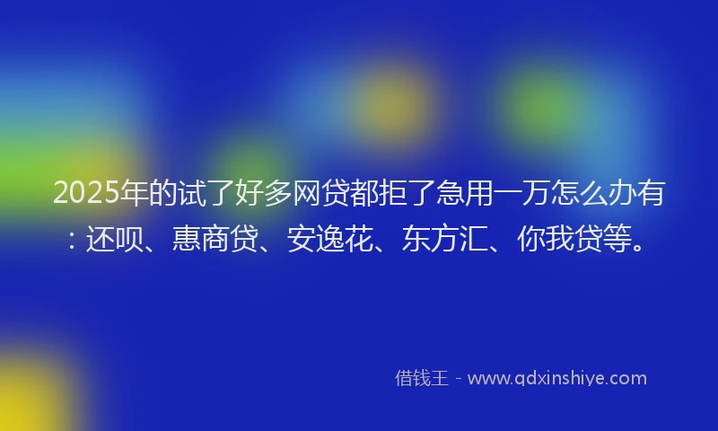 2025年的试了好多网贷都拒了急用一万怎么办有:还呗、惠商贷、安逸花、东方汇、你我贷等。