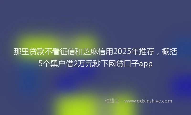 那里贷款不看征信和芝麻信用2025年推荐，概括5个黑户借2万元秒下网贷口子app