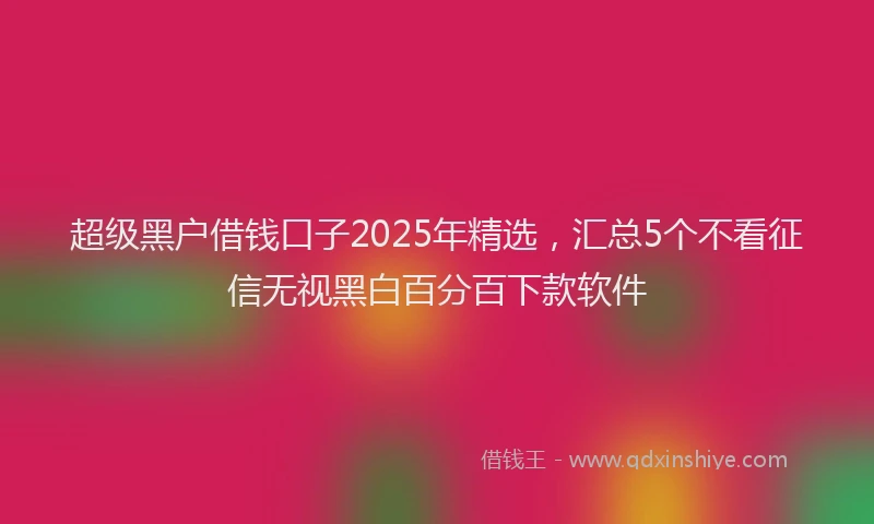 超级黑户借钱口子2025年精选，汇总5个不看征信无视黑白百分百下款软件