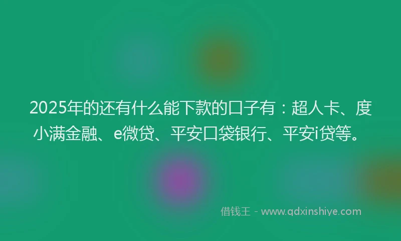 2025年的还有什么能下款的口子有：超人卡、度小满金融、e微贷、平安口袋银行、平安i贷等。