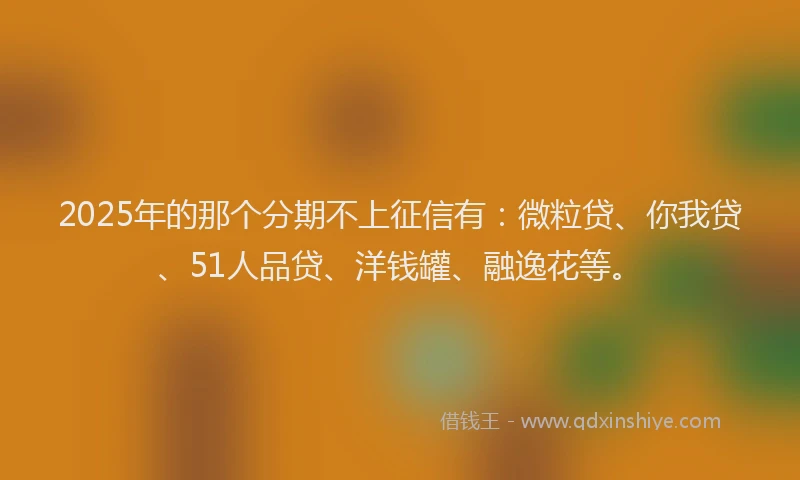2025年的那个分期不上征信有：微粒贷、你我贷、51人品贷、洋钱罐、融逸花等。
