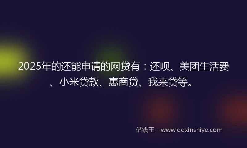 2025年的还能申请的网贷有：还呗、美团生活费、小米贷款、惠商贷、我来贷等。