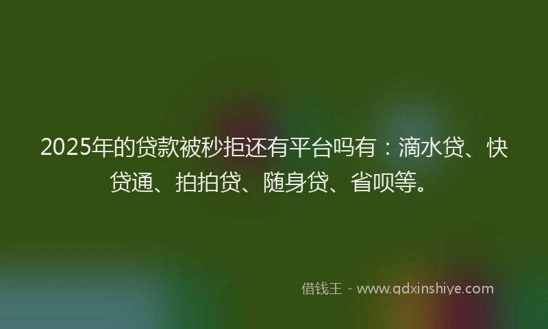 2025年的贷款被秒拒还有平台吗有：滴水贷、快贷通、拍拍贷、随身贷、省呗等。