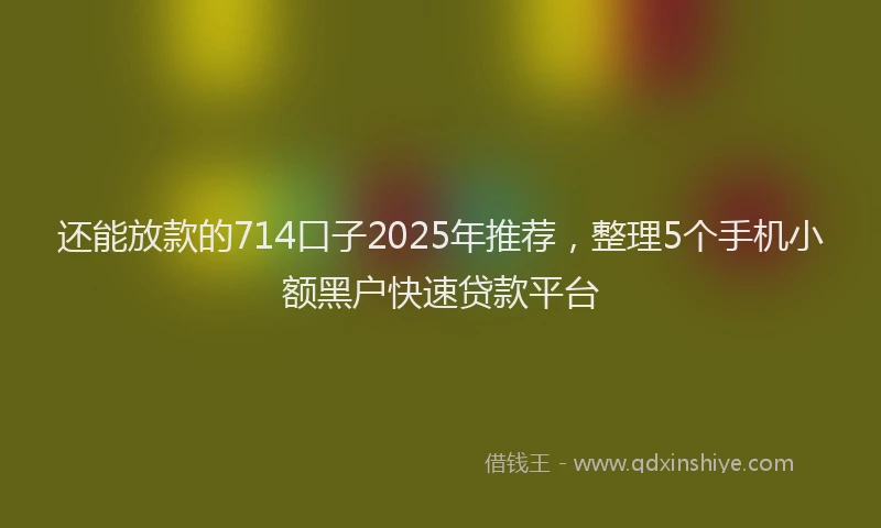 还能放款的714口子2025年推荐，整理5个手机小额黑户快速贷款平台