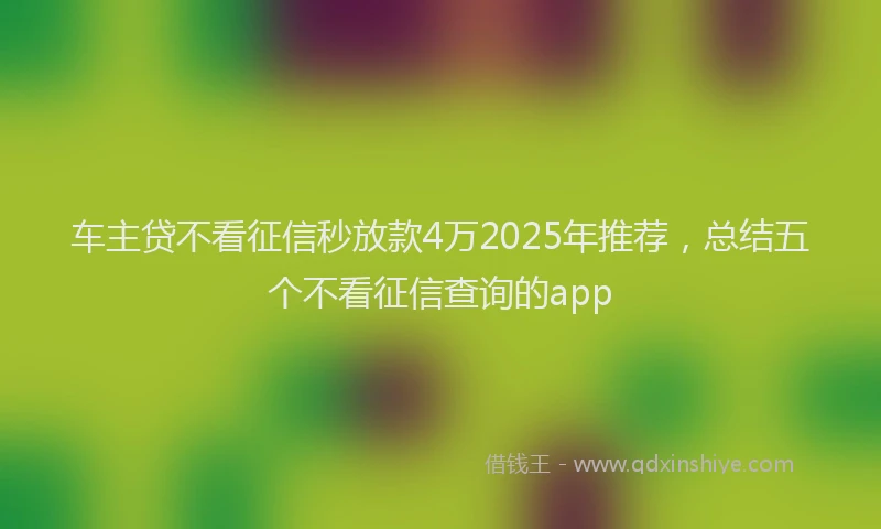 车主贷不看征信秒放款4万2025年推荐，总结五个不看征信查询的app